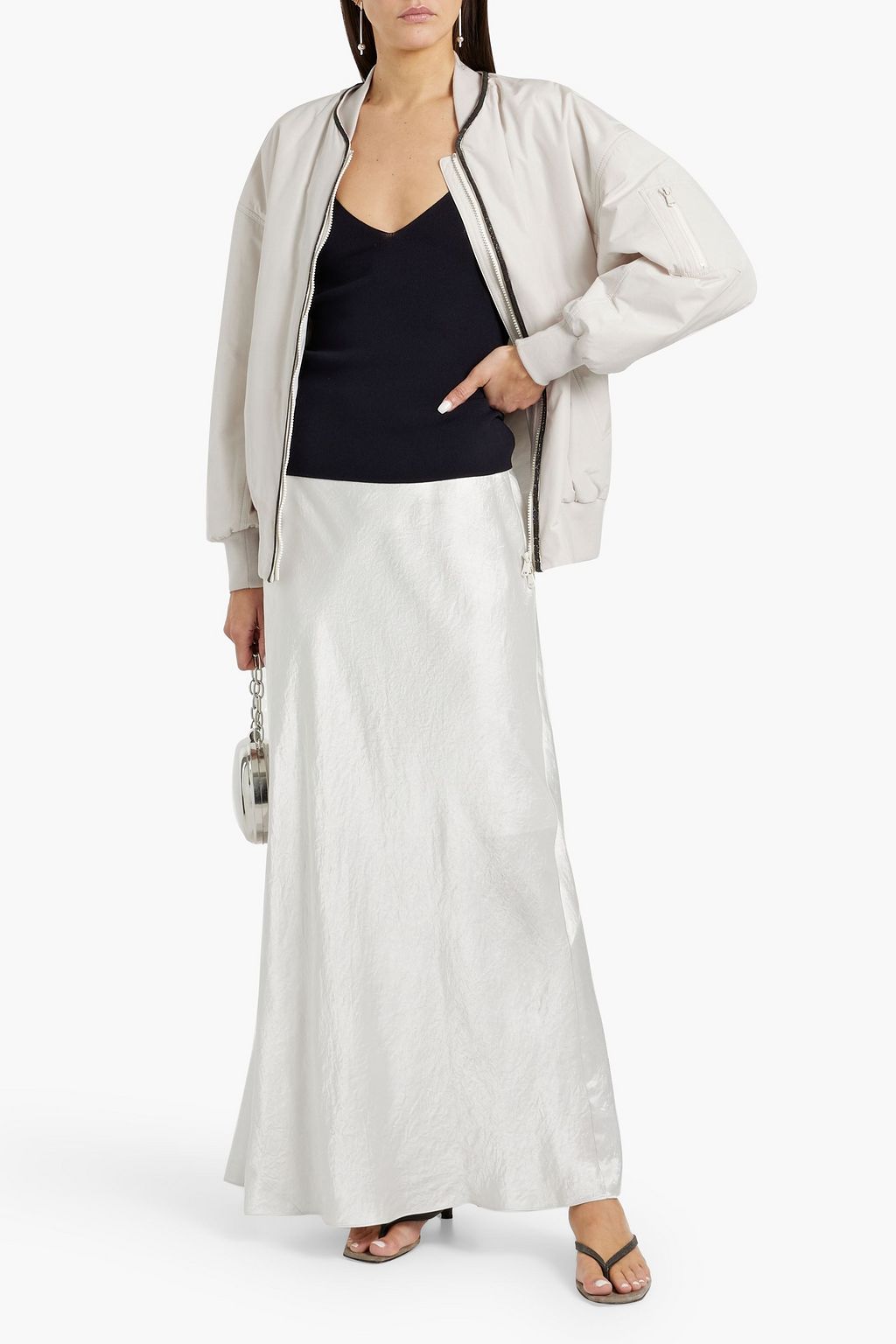 BRUNELLO CUCINELLI Bead-embellished shell bomber jacket