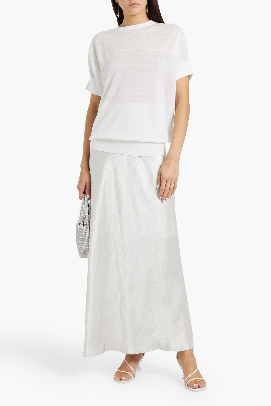 BRUNELLO CUCINELLI Sequin-embellished linen-blend top