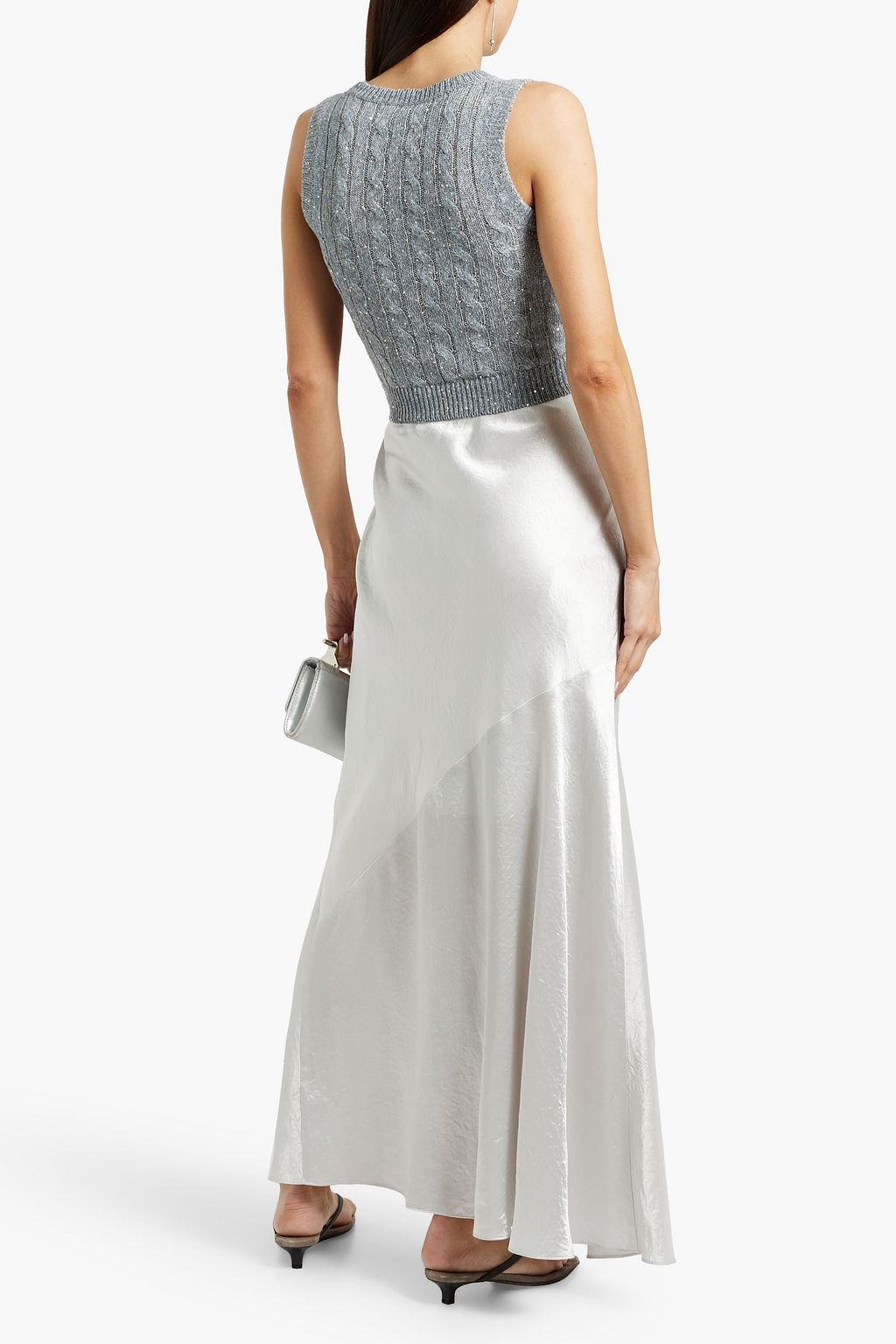 BRUNELLO CUCINELLI Sequin-embellished cable-knit linen-blend vest