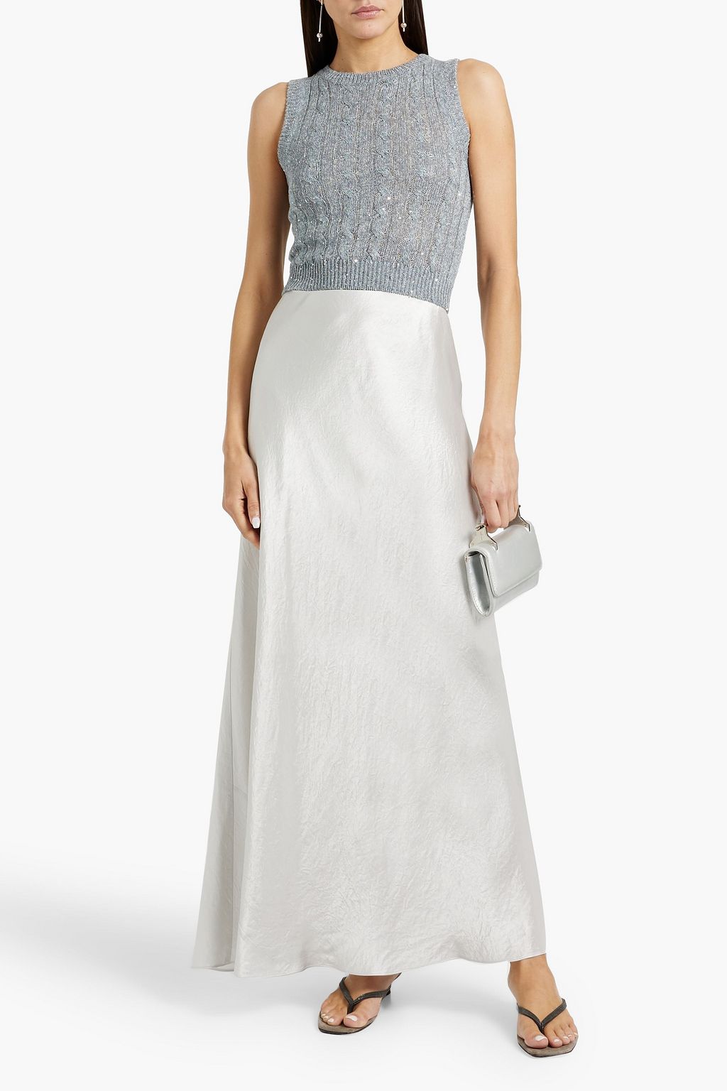 BRUNELLO CUCINELLI Sequin-embellished cable-knit linen-blend vest
