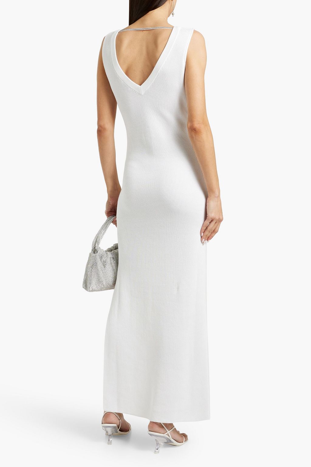 BRUNELLO CUCINELLI Bead-embellished ribbed cotton maxi dress