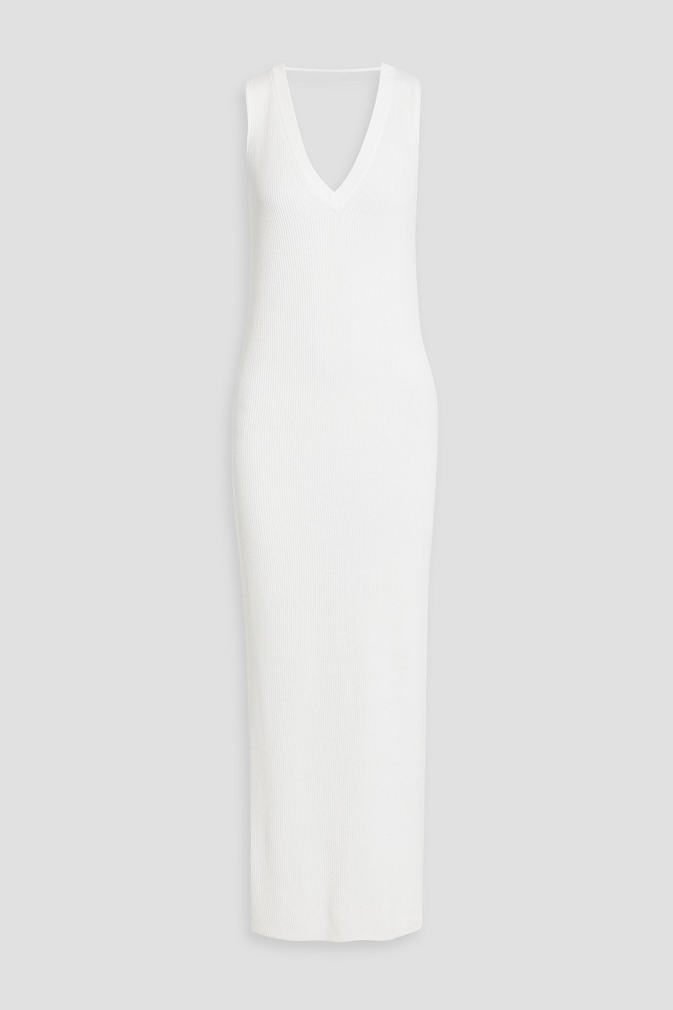 Bead-embellished ribbed cotton maxi dress