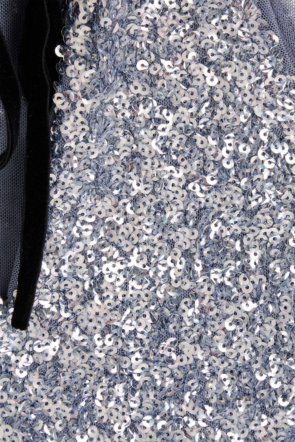 GANNI Bow-detailed sequined mesh top