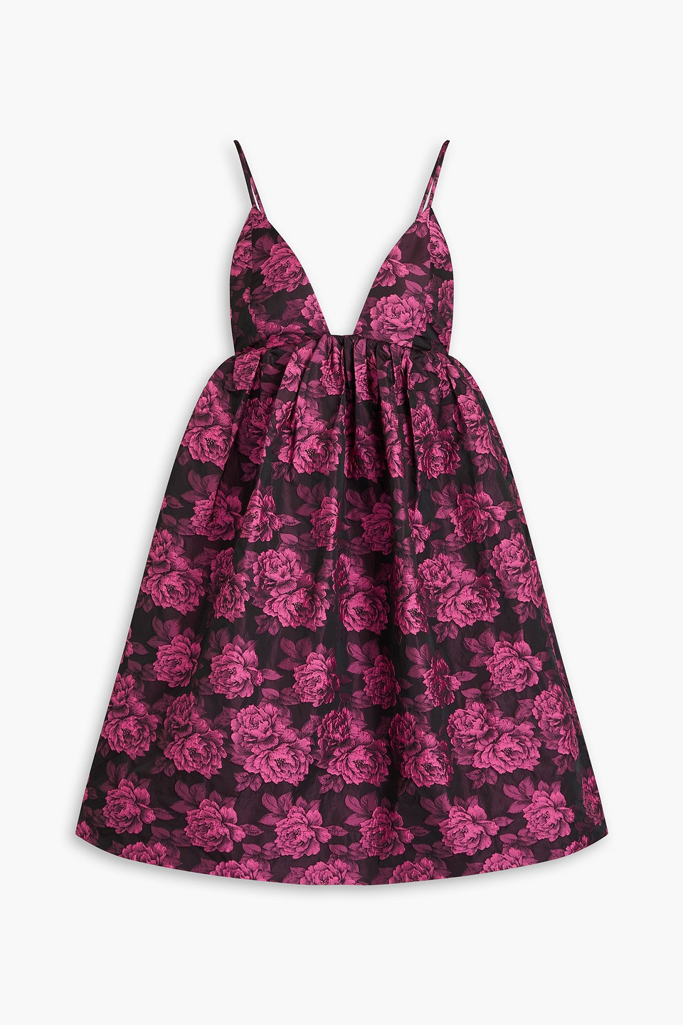 Ganni Floral-jacquard Mini Dress In Multi