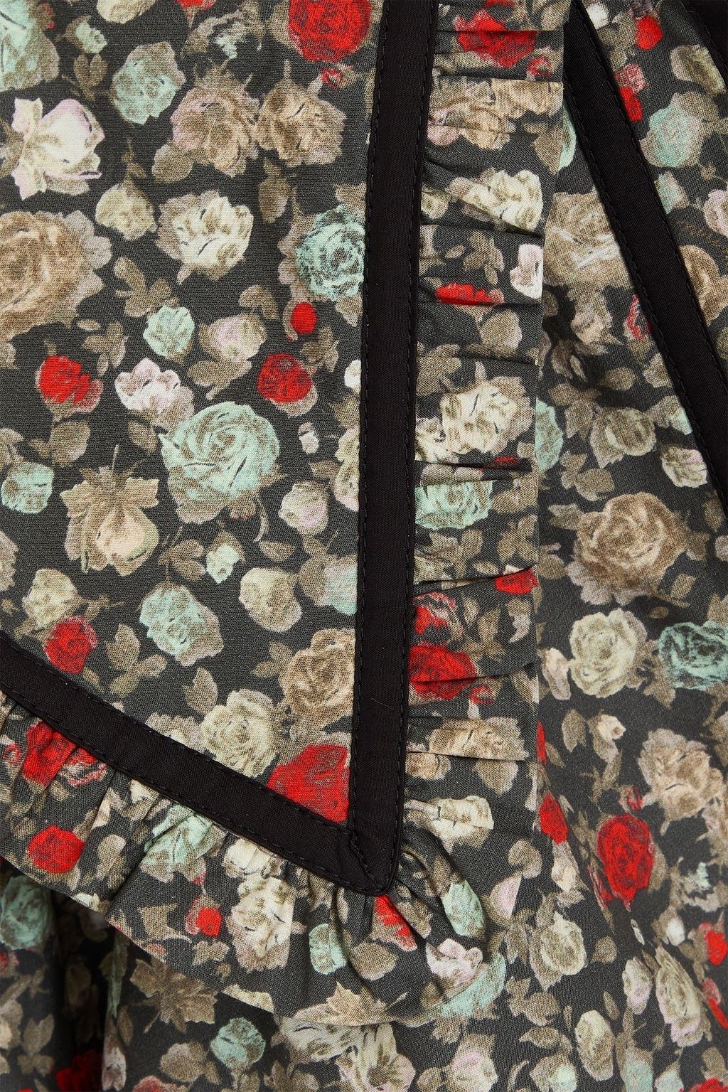 GANNI Ruffled floral-print cotton-poplin shirt