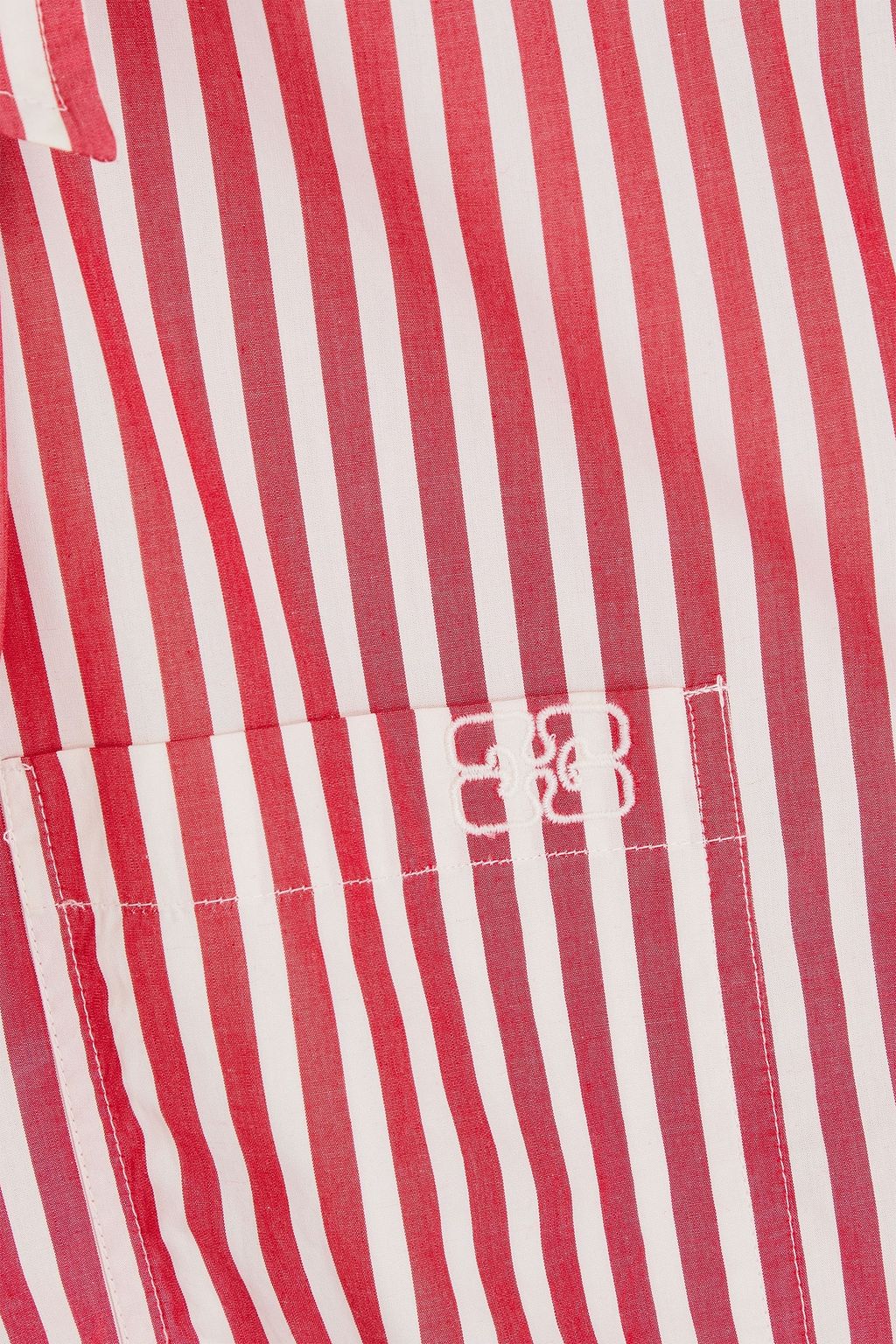 GANNI Striped cotton-poplin top