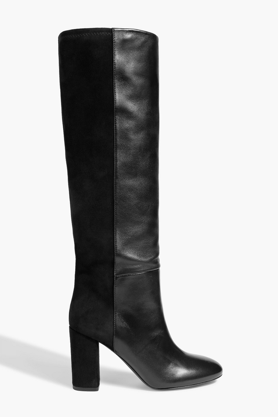 Stuart Weitzman Leather And Suede Knee Boots In Black