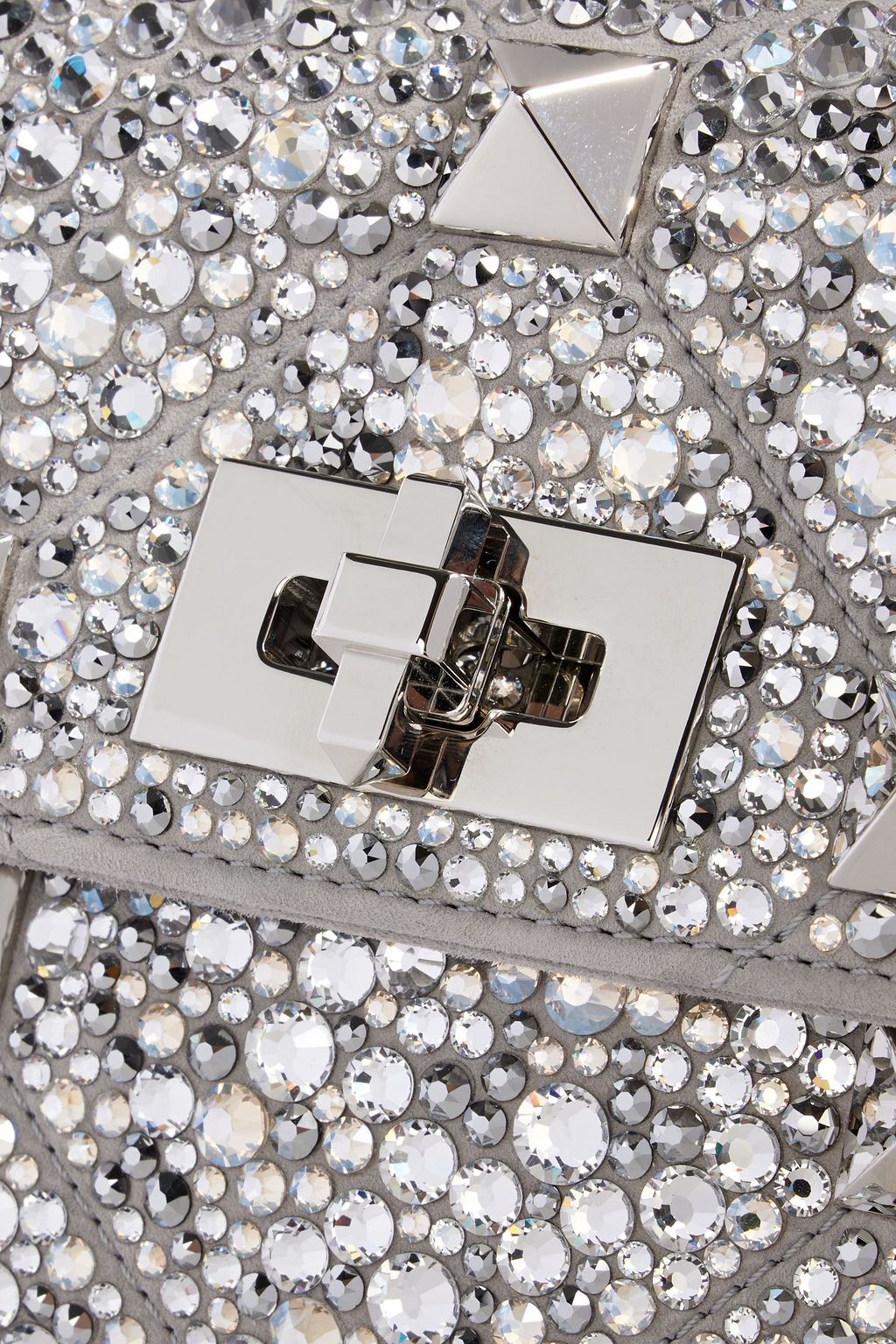 VALENTINO GARAVANI Roman Stud crystal-embellished quilted leather shoulder bag