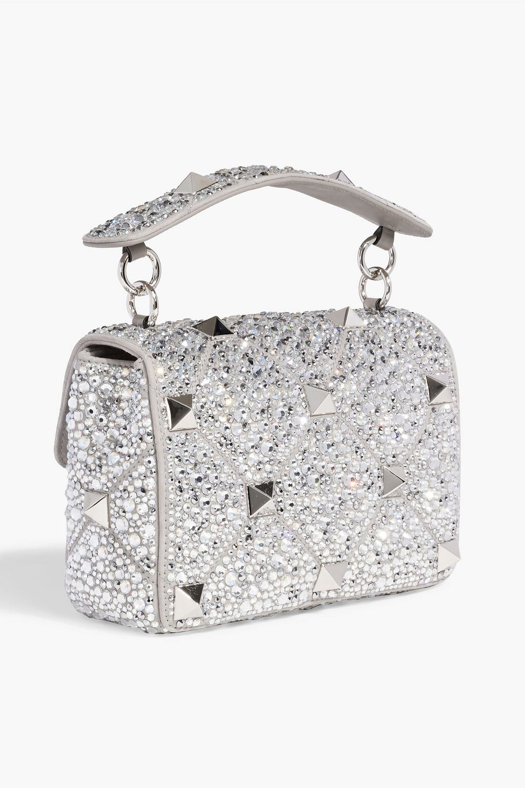 VALENTINO GARAVANI Roman Stud crystal-embellished quilted leather shoulder bag