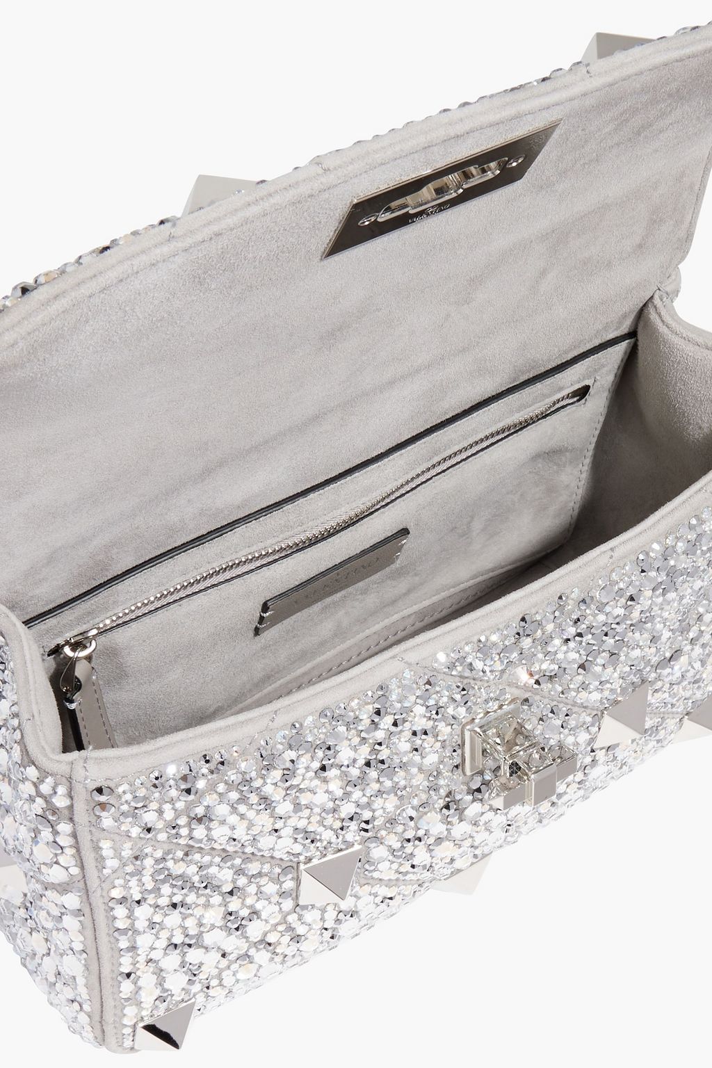 VALENTINO GARAVANI Roman Stud crystal-embellished quilted leather shoulder bag