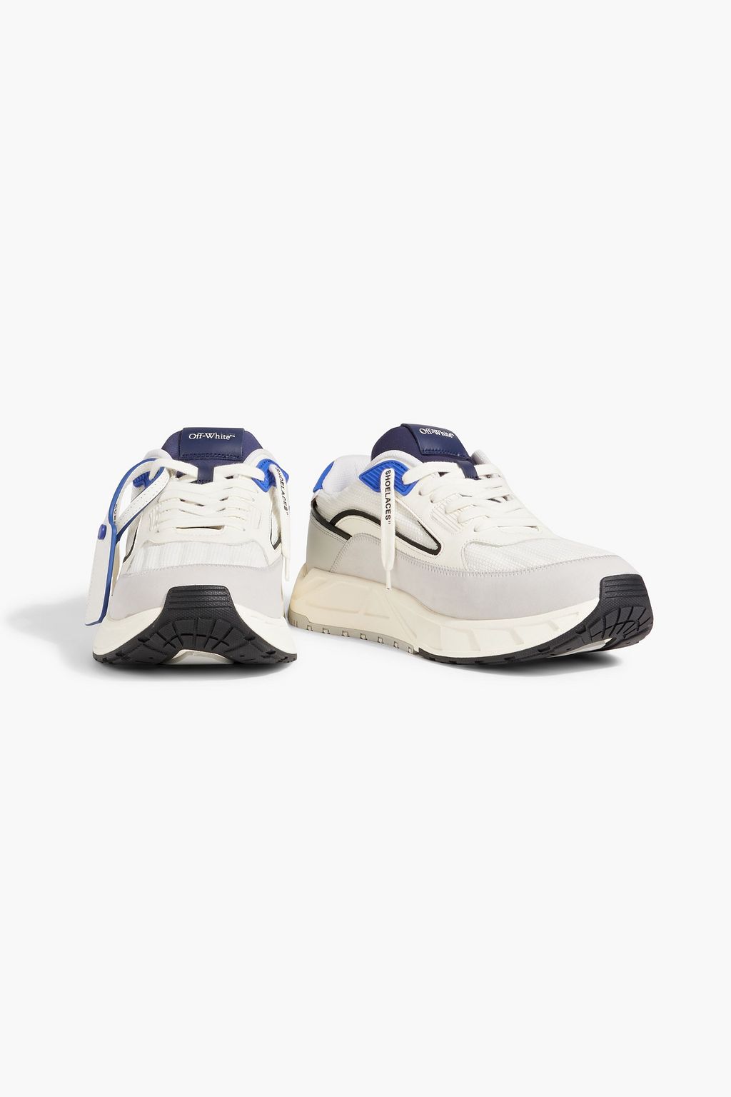OFF-WHITE™ Kick Off suede-trimmed leather and mesh sneakers