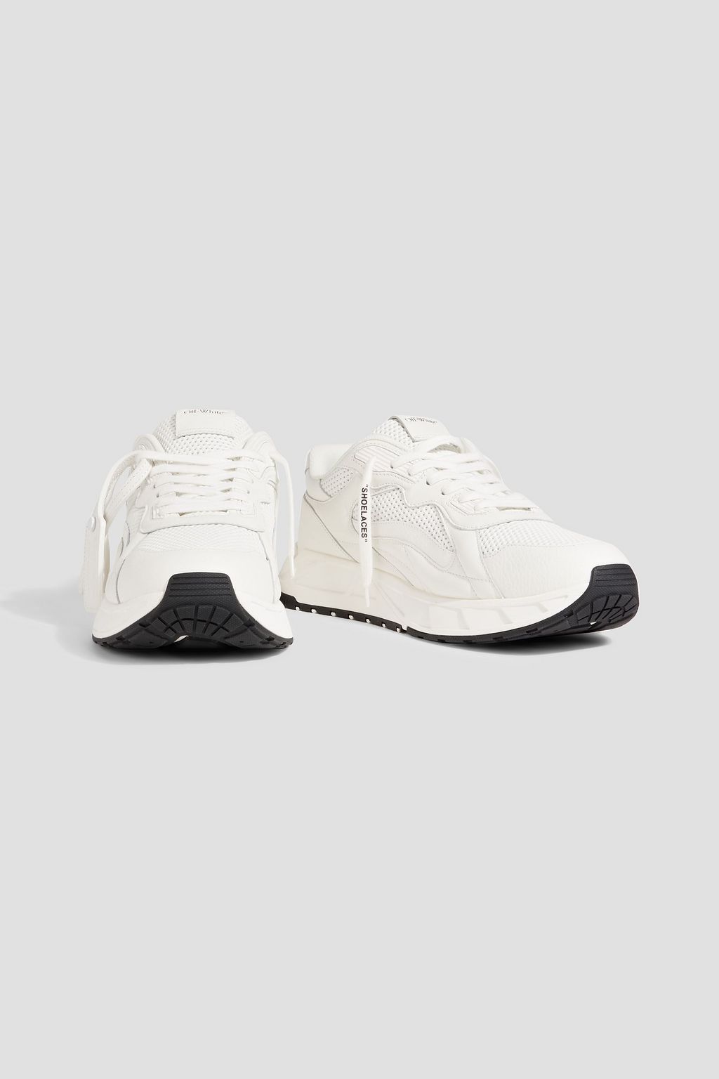 OFF-WHITE™ Runner B perforated smooth and pebbled-leather sneakers