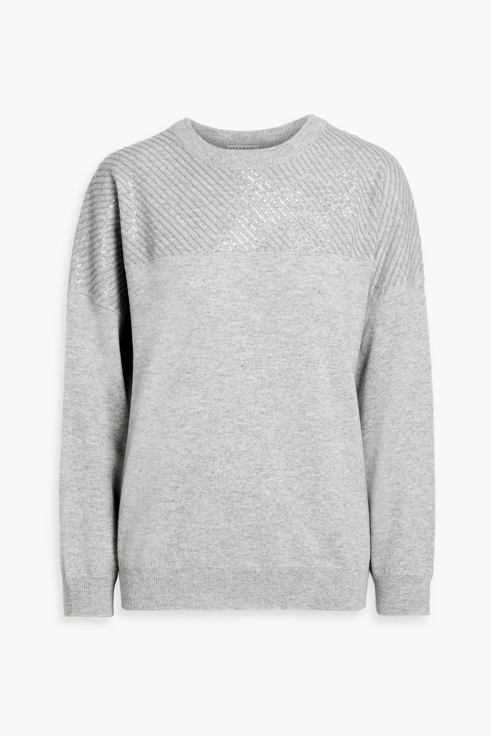 Brunello Cucinelli Sequin-embellished Cashmere Sweater In Gray
