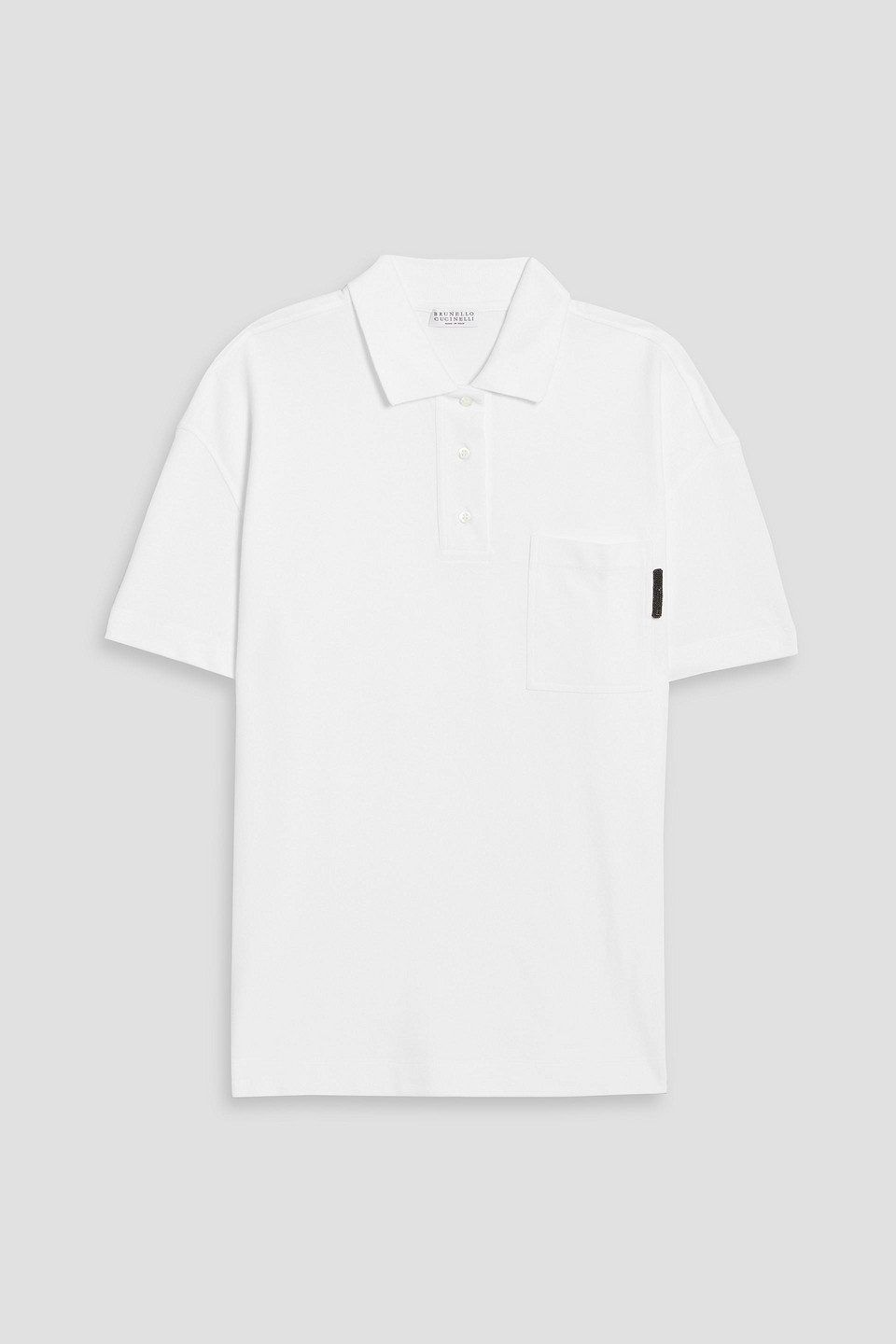 Brunello Cucinelli Bead-embellished Cotton-piqué Polo Shirt
