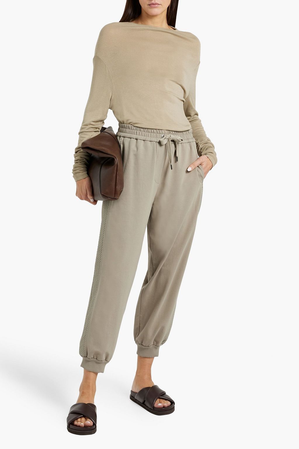 BRUNELLO CUCINELLI French cotton-blend terry track pants