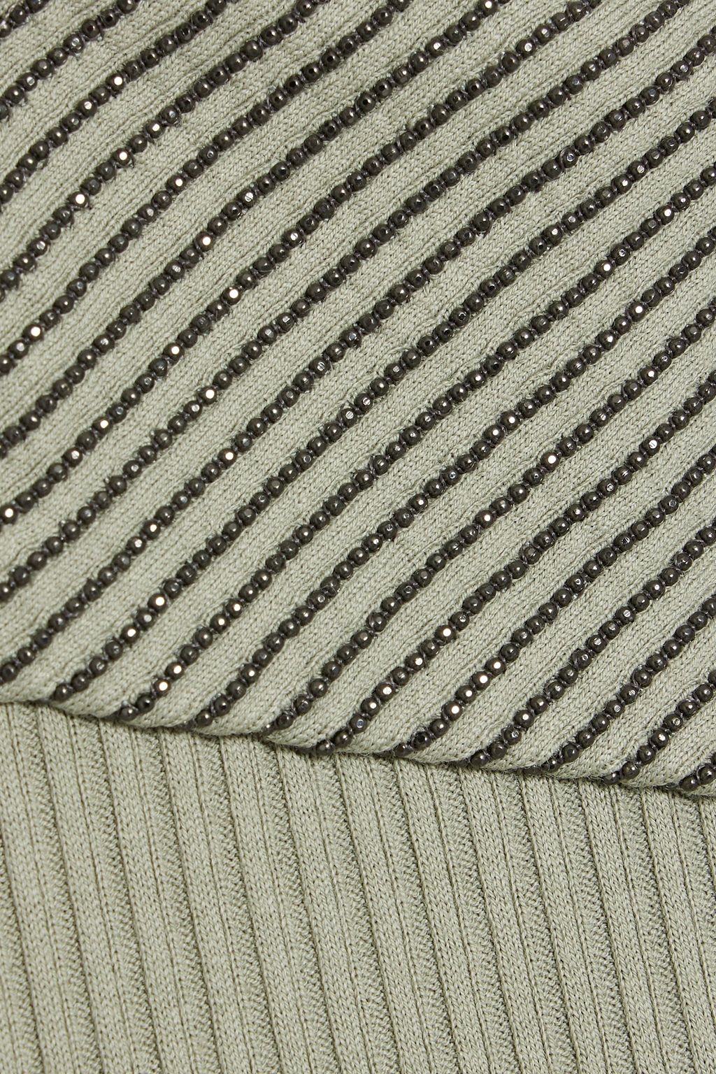 BRUNELLO CUCINELLI Bead-embellished ribbed cotton top