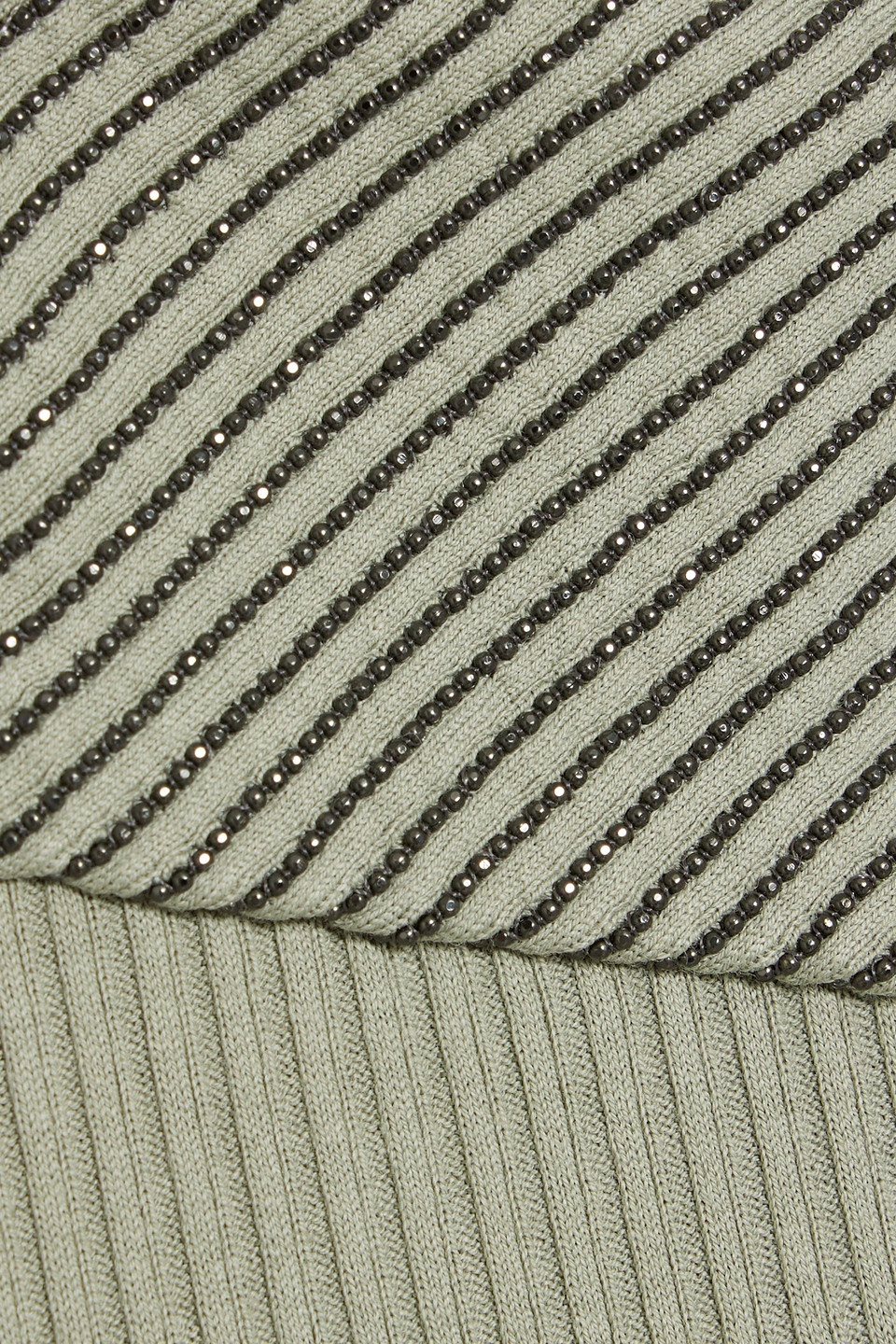 Brunello Cucinelli Bead-embellished Ribbed Cotton Top
