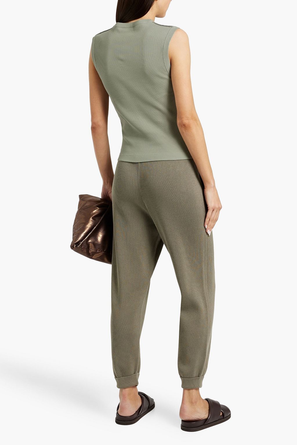 BRUNELLO CUCINELLI Bead-embellished ribbed cotton top
