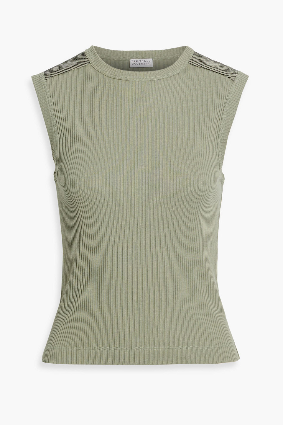 Brunello Cucinelli Bead-embellished Ribbed Cotton Top