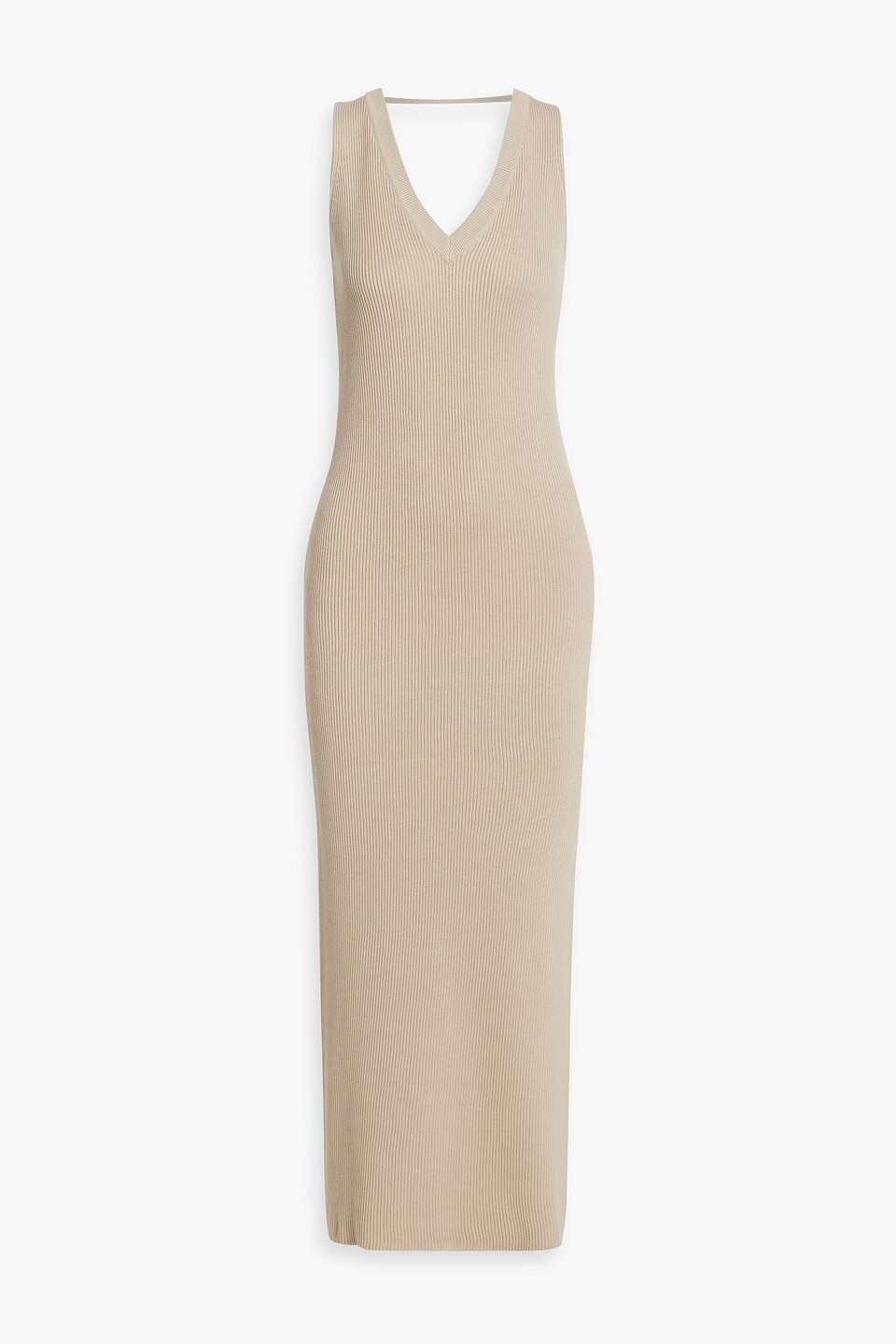 Brunello Cucinelli Bead-embellished Ribbed Cotton Maxi Dress