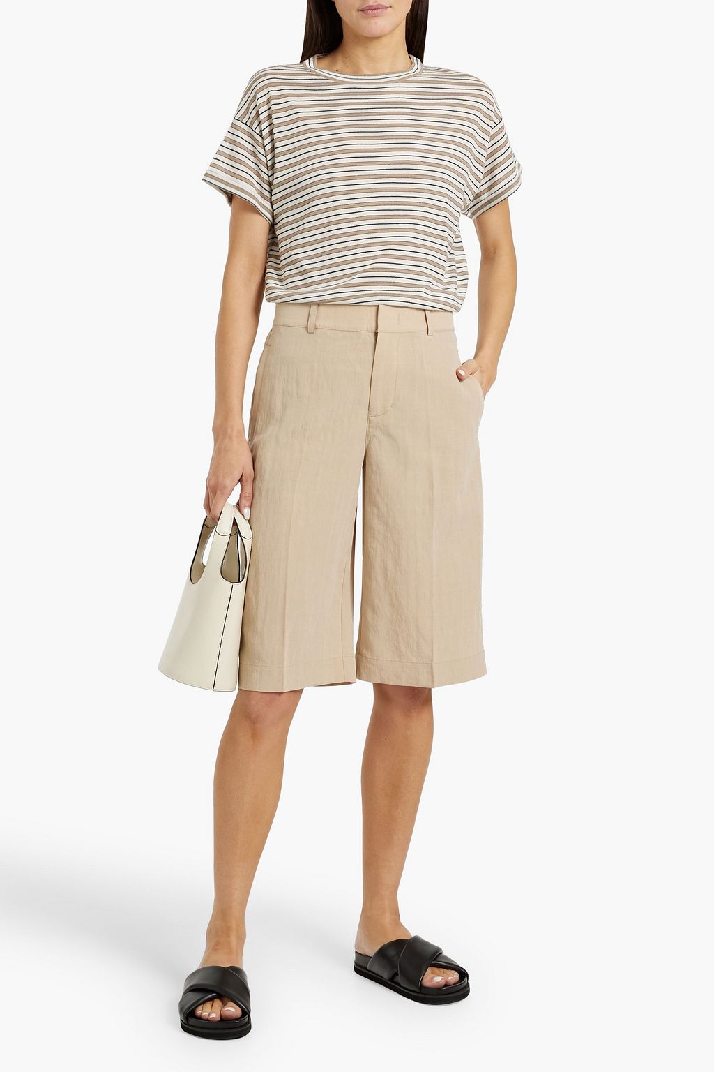 BRUNELLO CUCINELLI Striped wool and cashmere-blend jersey T-shirt