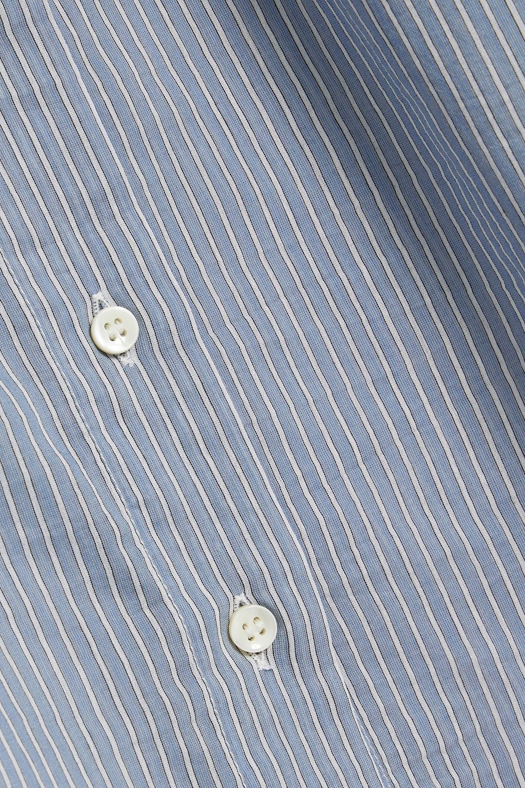 BRUNELLO CUCINELLI Bead-embellished striped cotton and silk-blend shirt