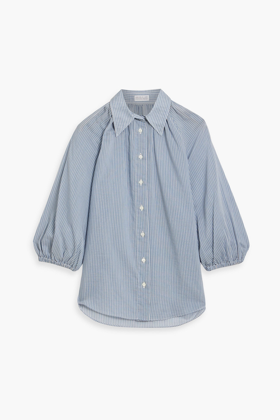 Brunello Cucinelli Bead-embellished Striped Cotton And Silk-blend Shirt