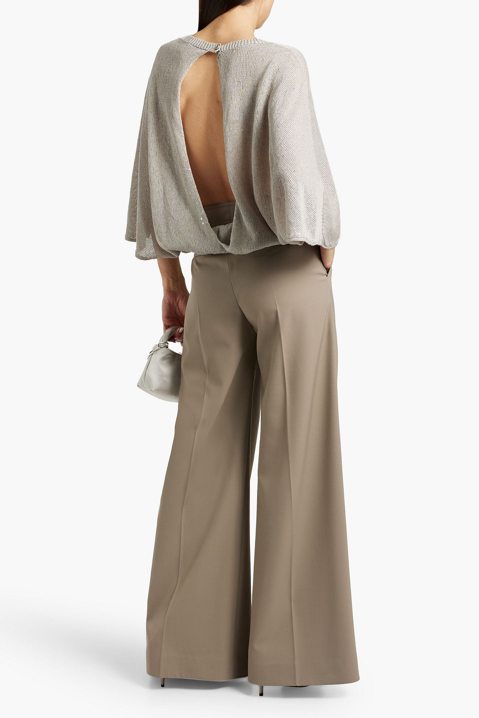 Brunello Cucinelli Sequin-embellished Cutout Linen And Silk-blend Sweater