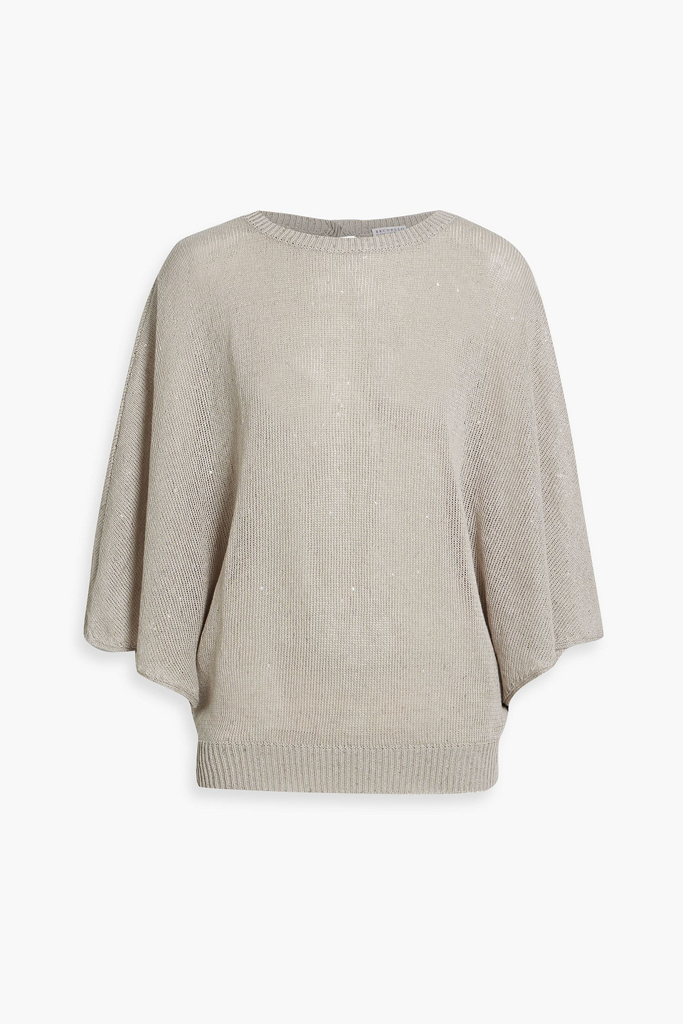 Brunello Cucinelli Sequin-embellished Cutout Linen And Silk-blend Sweater