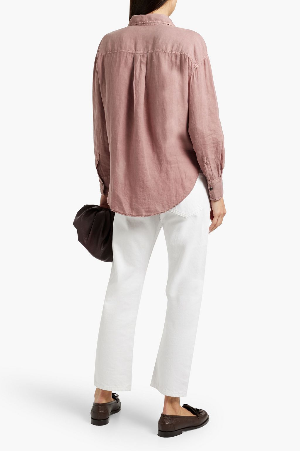 BRUNELLO CUCINELLI Bead-embellished linen and cotton-blend shirt