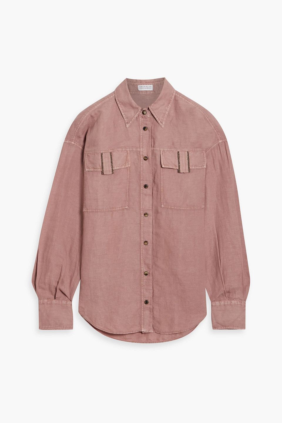 Brunello Cucinelli Bead-embellished Linen And Cotton-blend Shirt