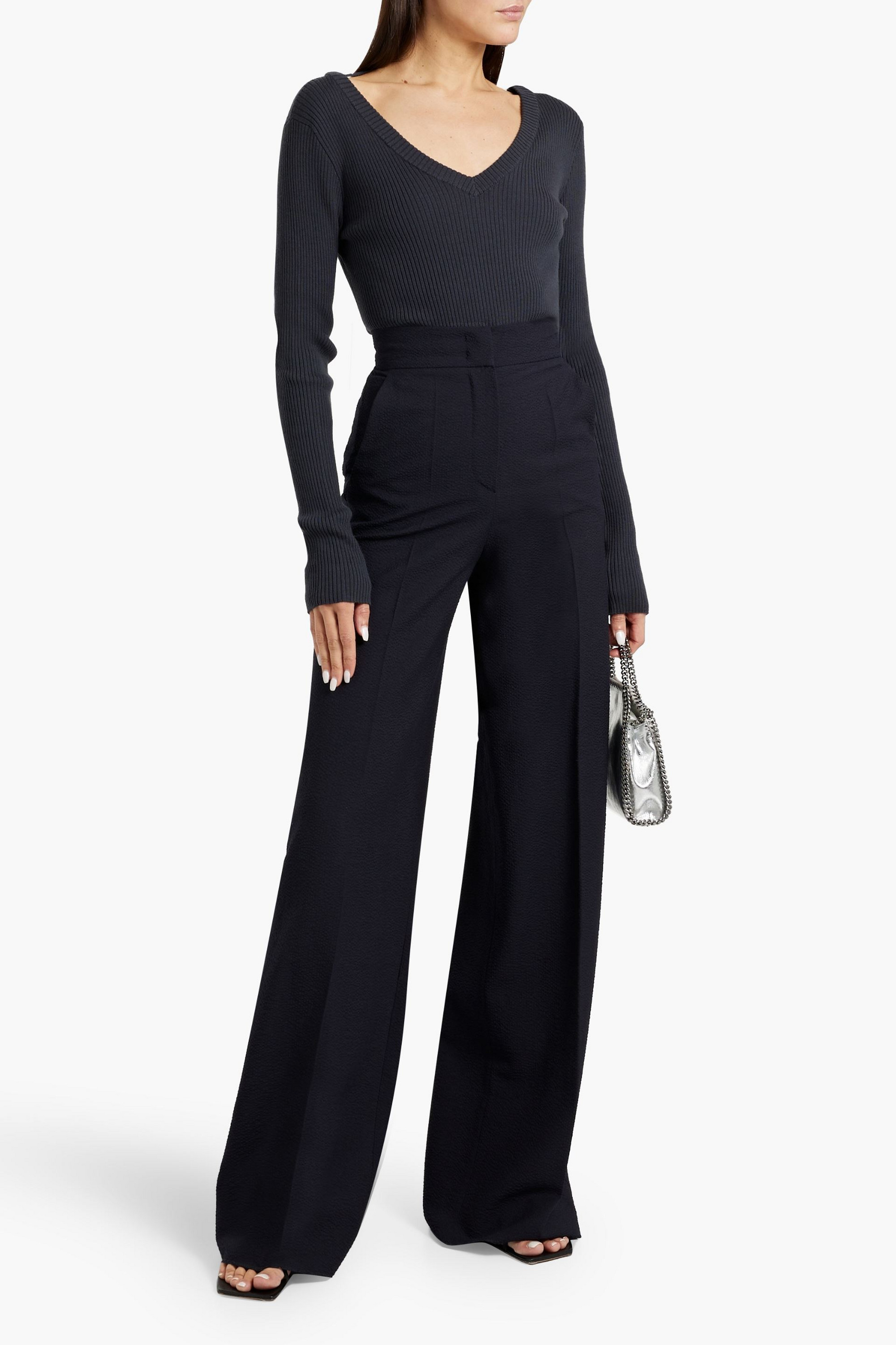 Brunello Cucinelli Bead-embellished ribbed wool and cashmere-blend sweater