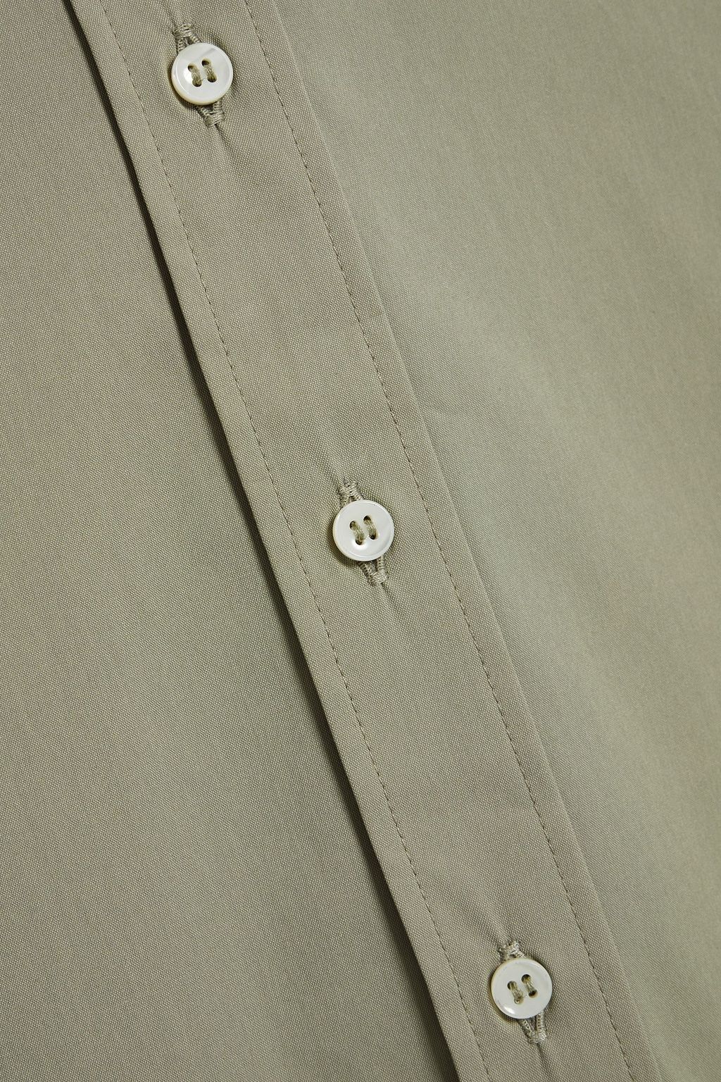 BRUNELLO CUCINELLI Bead-embellished organdie-paneled cotton-blend poplin shirt