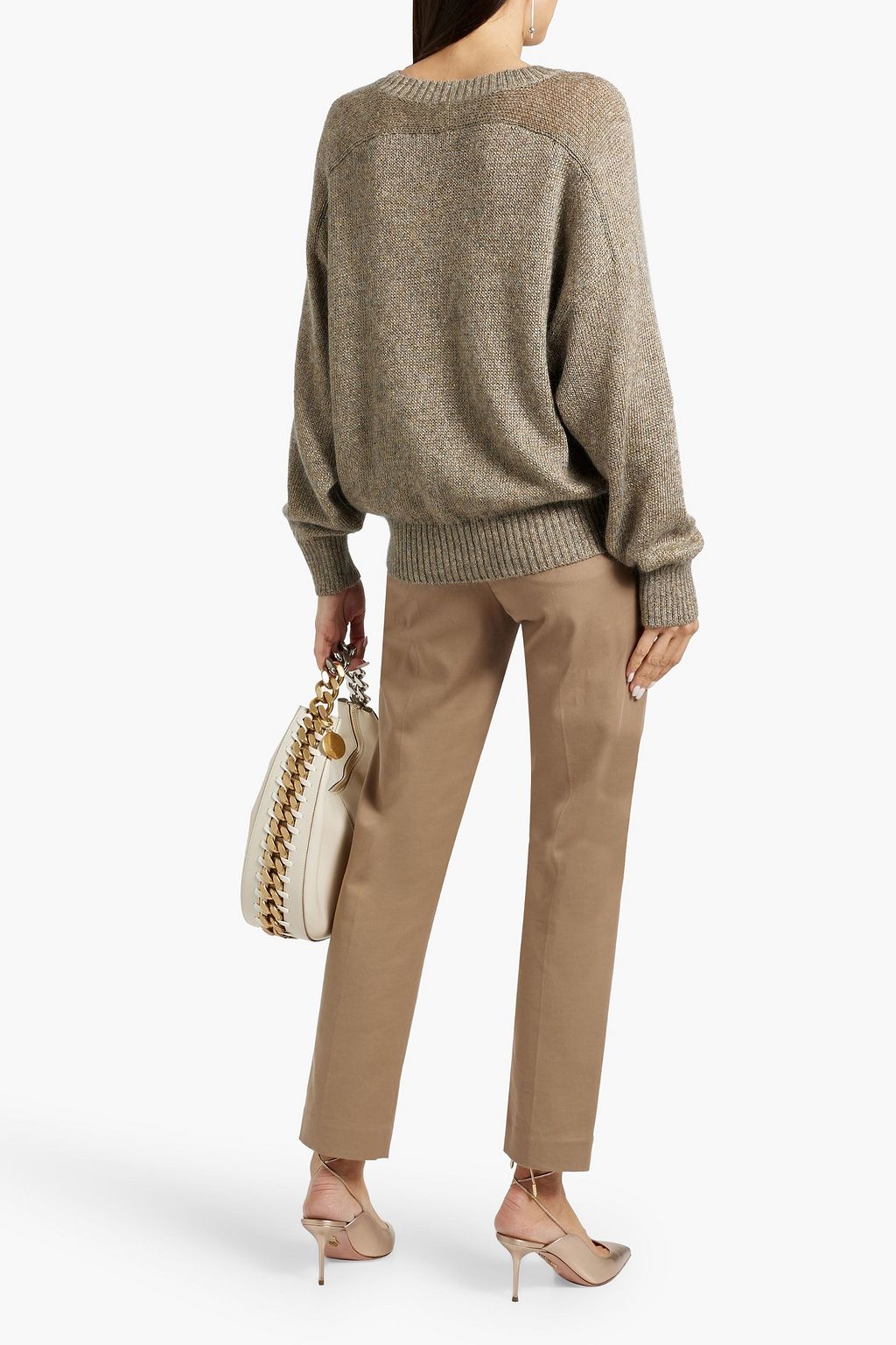 BRUNELLO CUCINELLI Bead-embellished cotton-blend twill straight-leg pants