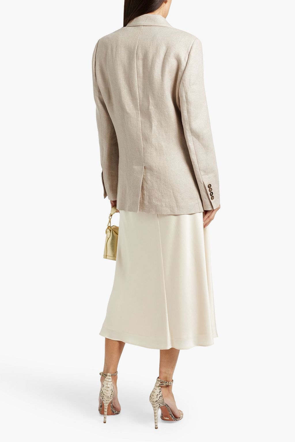 BRUNELLO CUCINELLI Sequin-embellished metallic linen-blend twill blazer