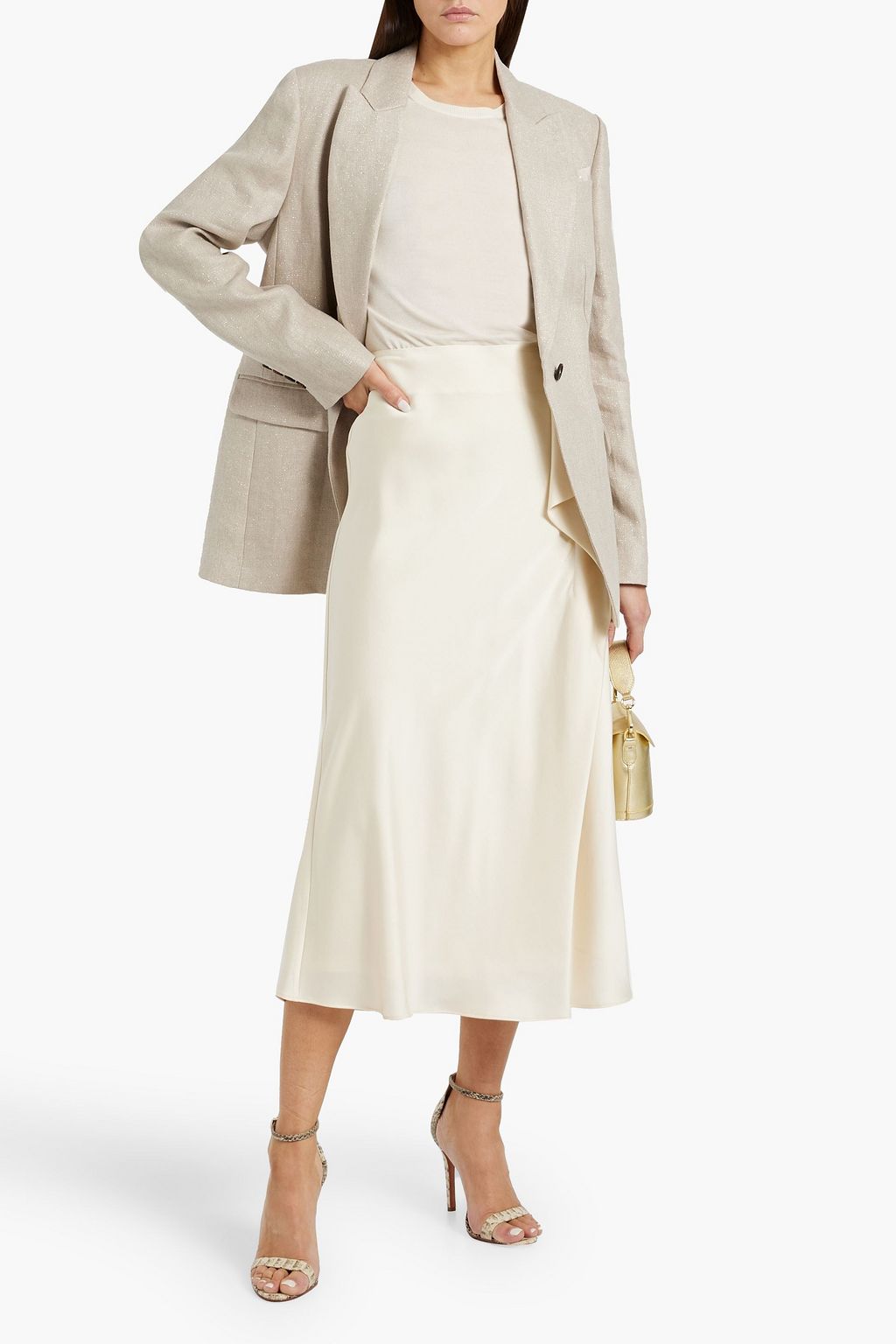 BRUNELLO CUCINELLI Sequin-embellished metallic linen-blend twill blazer