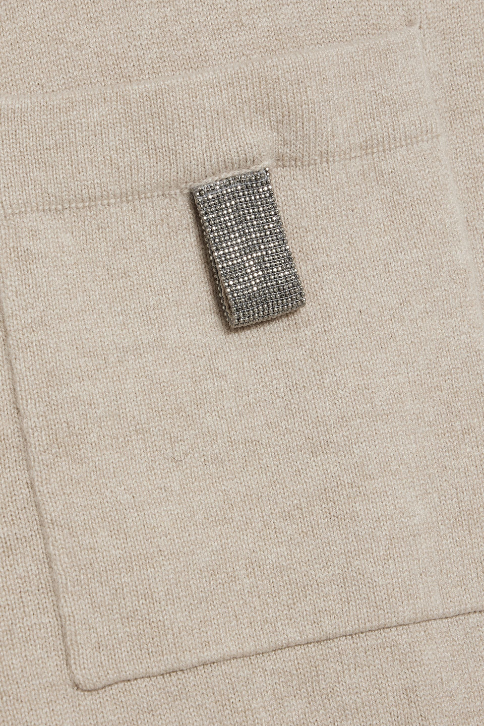 Brunello Cucinelli Bead-embellished Cashmere Sweater In Gray