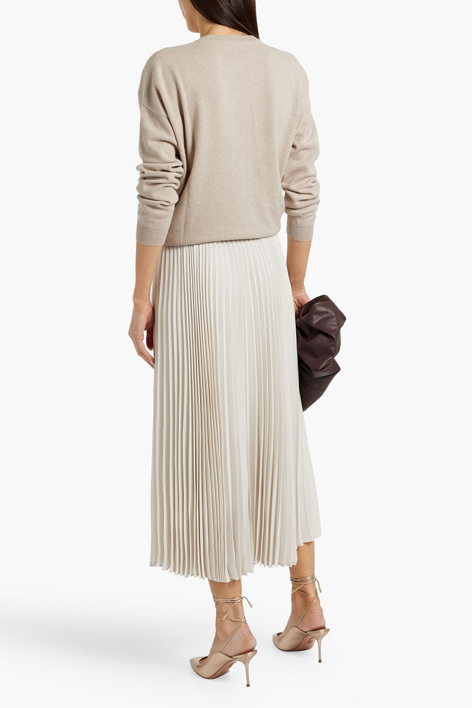 Brunello Cucinelli Bead-embellished Cashmere Sweater In Gray