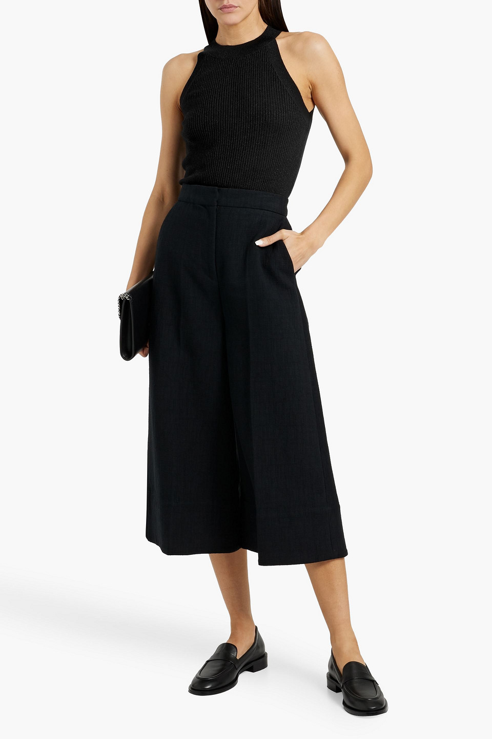 Brunello Cucinelli Ribbed Cashmere-blend Top In Black