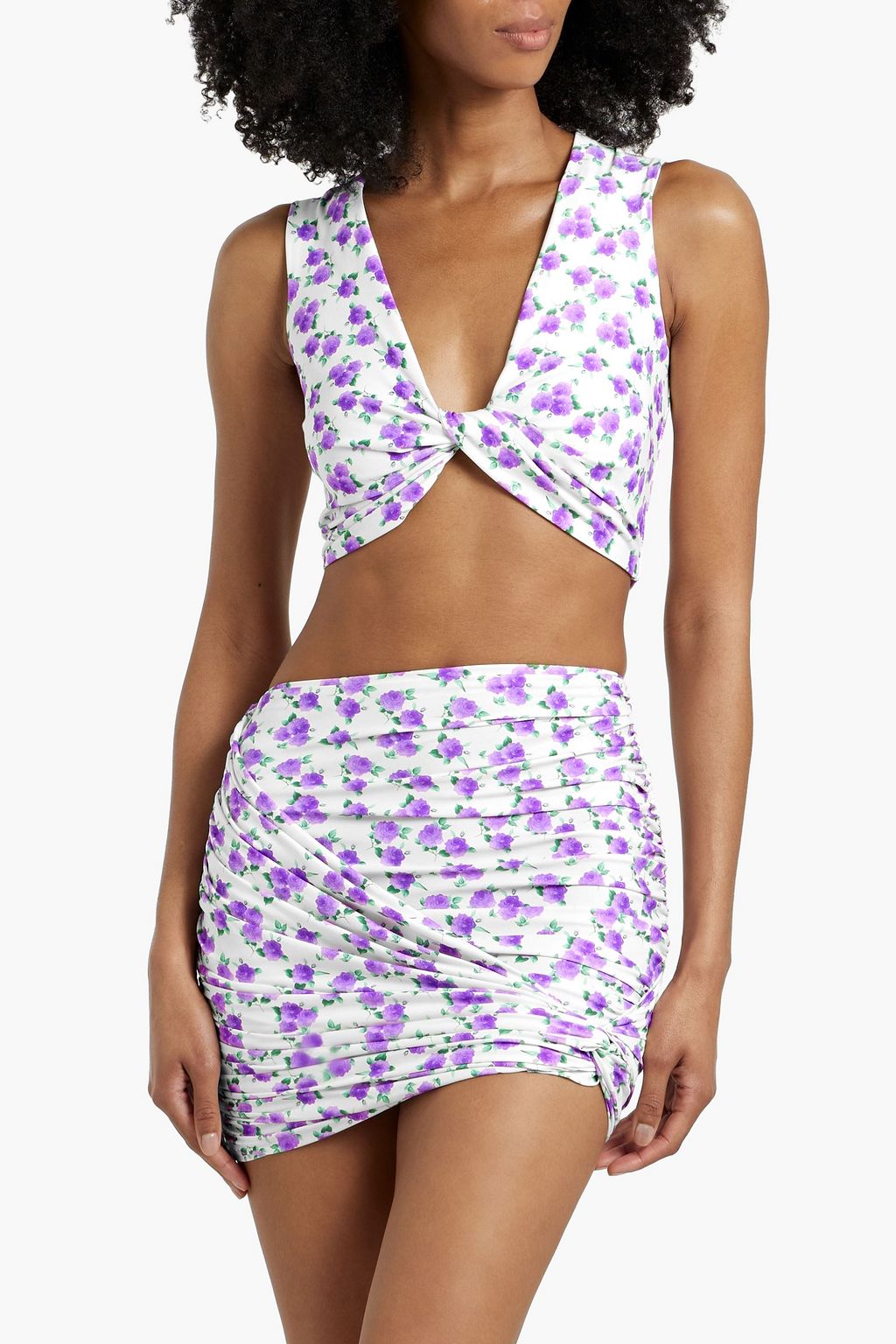 MAGDA BUTRYM Draped floral-print swim skirt