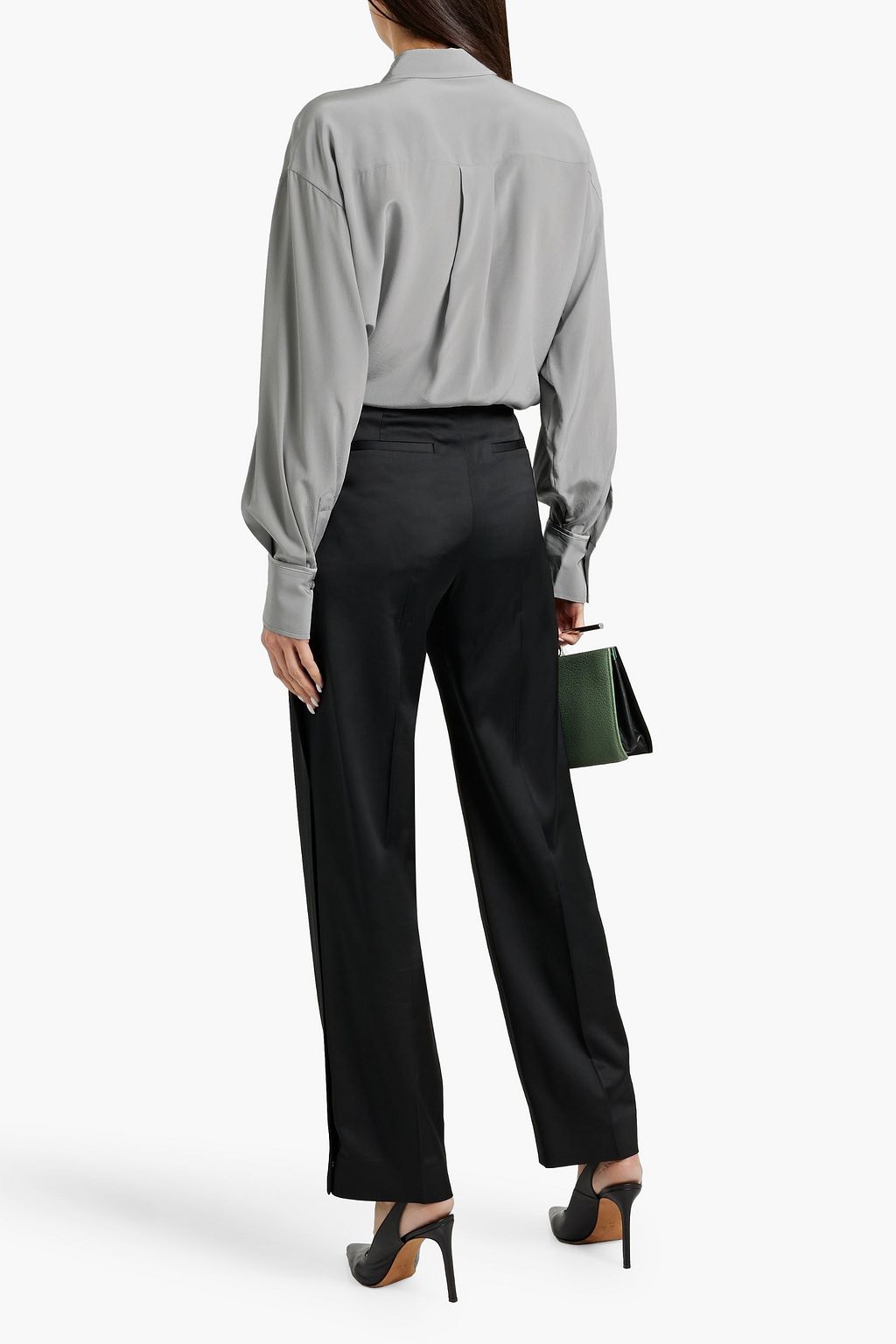 BRUNELLO CUCINELLI Bead-embellished silk crepe de chine shirt