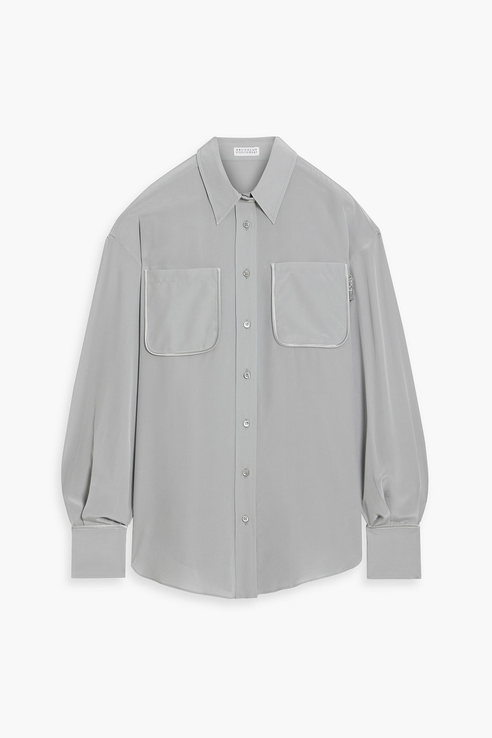 Brunello Cucinelli Bead-embellished Silk Crepe De Chine Shirt