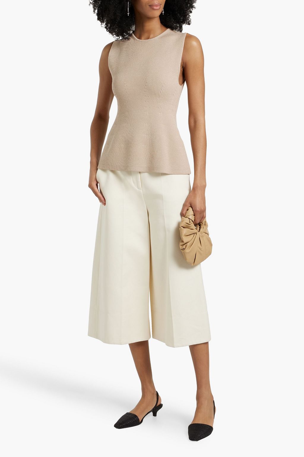 TOTEME Contour ribbed-knit peplum top