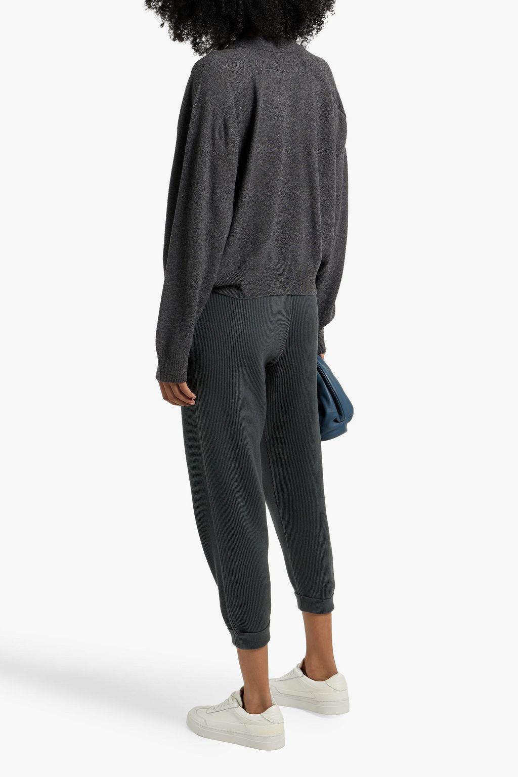 BRUNELLO CUCINELLI Cropped ribbed cotton track pants
