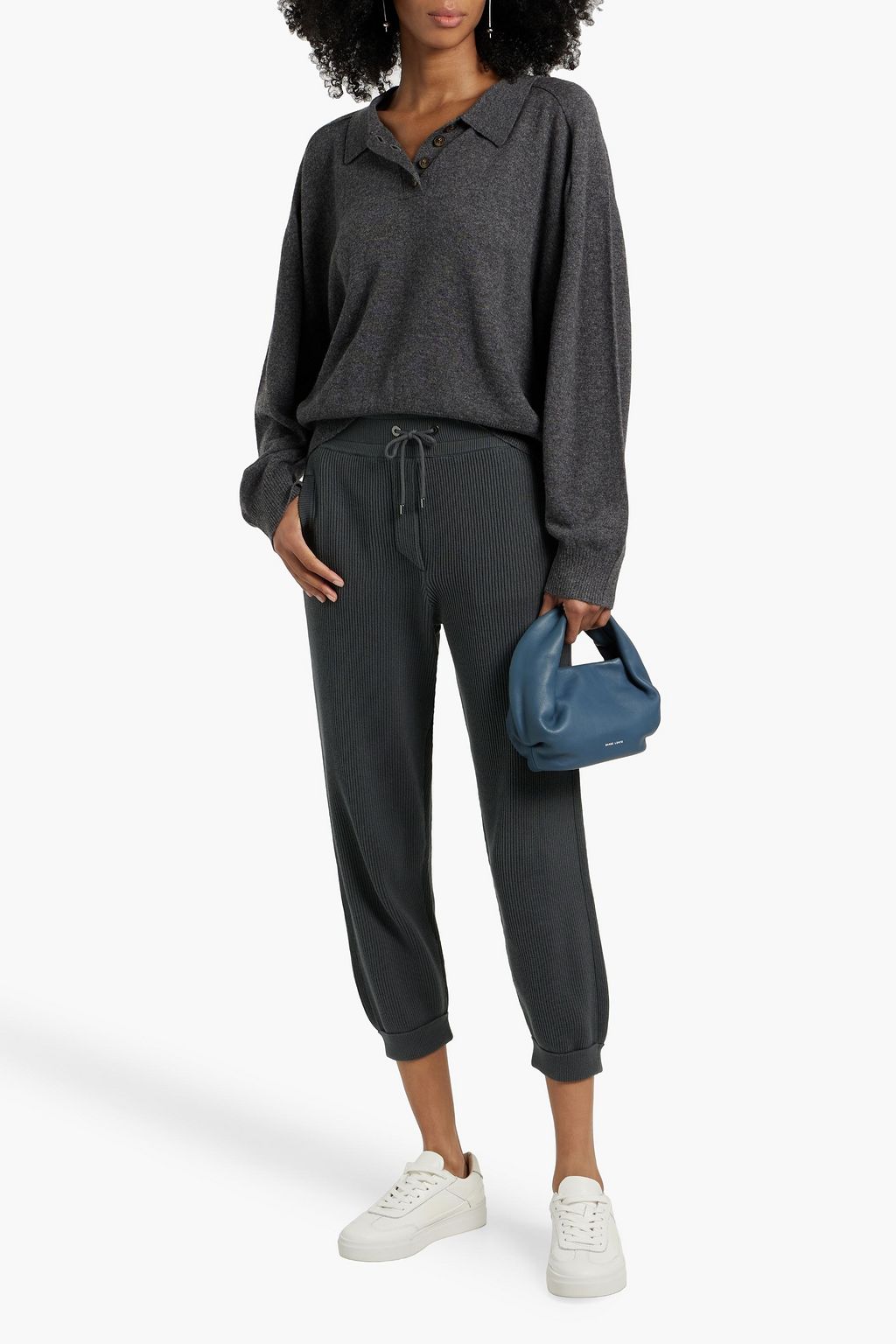 BRUNELLO CUCINELLI Cropped ribbed cotton track pants