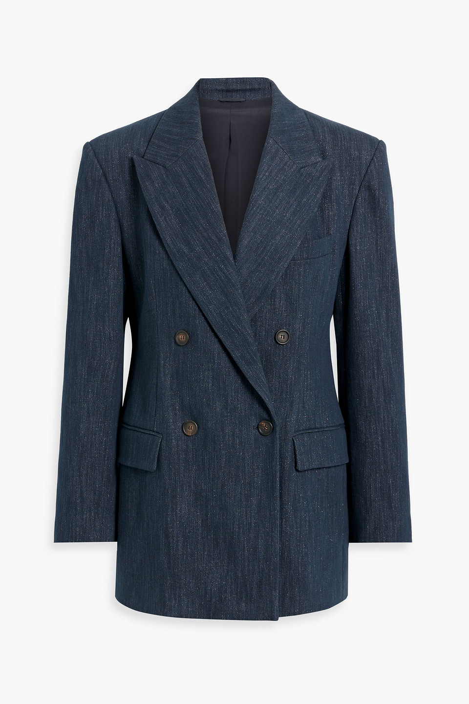 Brunello Cucinelli Double-breasted Bead-embellished Denim Blazer