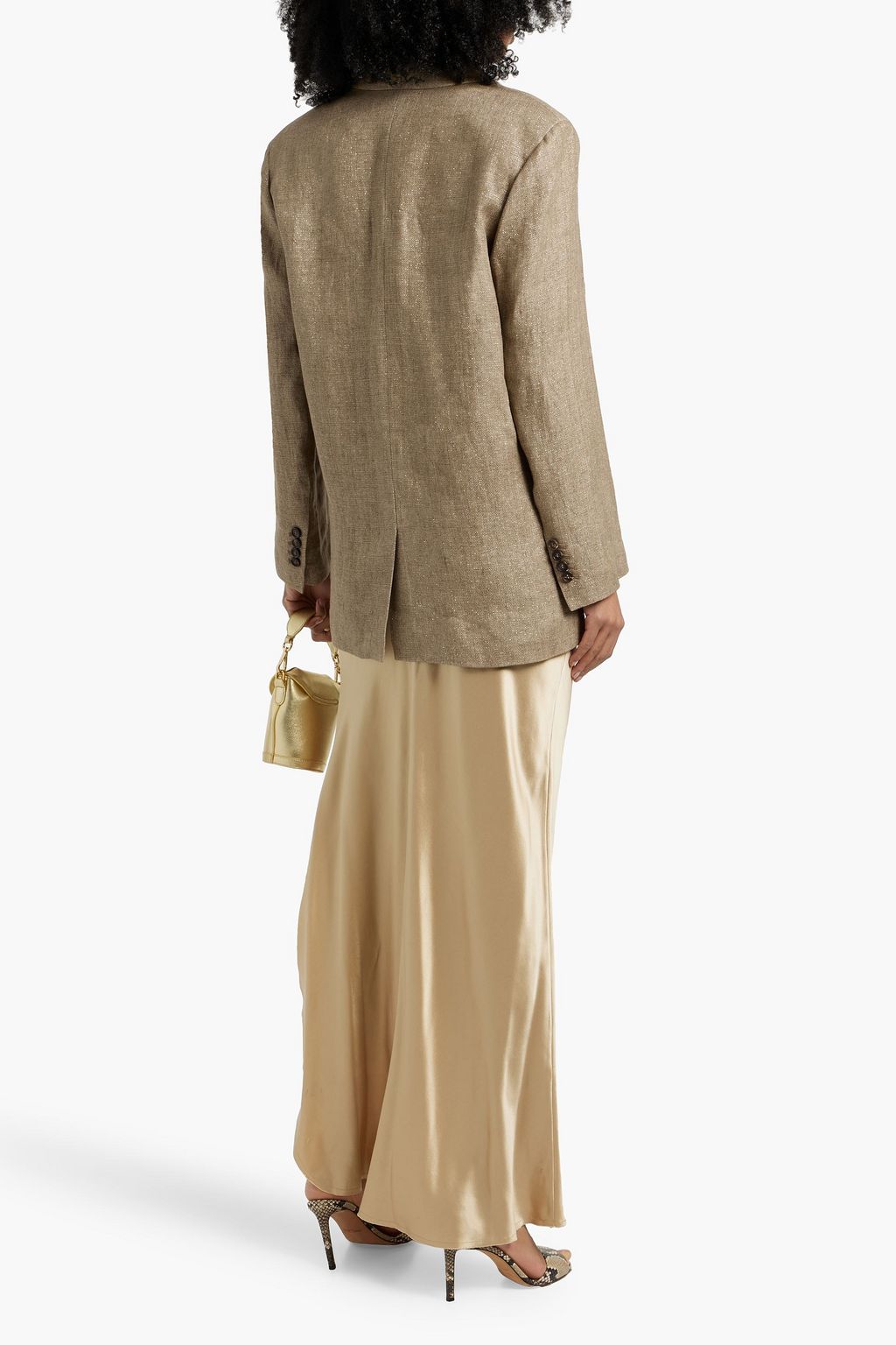 BRUNELLO CUCINELLI Bead-embellished metallic linen-blend twill blazer