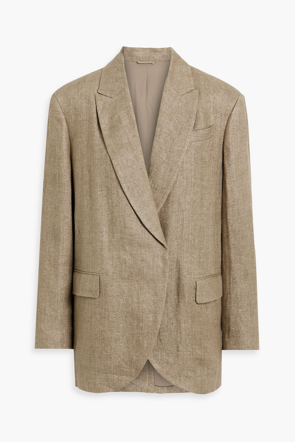 Brunello Cucinelli Bead-embellished Metallic Linen-blend Twill Blazer
