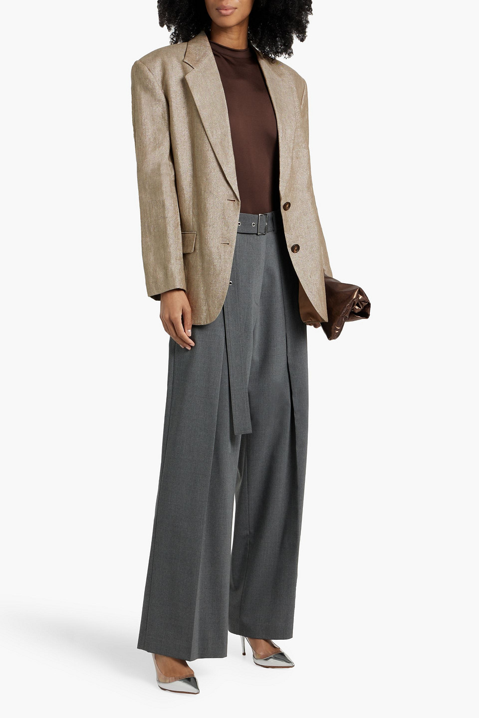 Brunello Cucinelli Metallic Linen-blend Twill Blazer