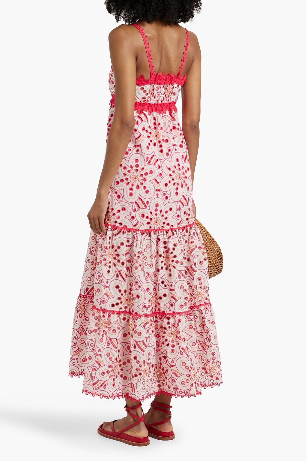 CHARO RUIZ IBIZA Andromeda tiered broderie anglaise cotton-blend midi dress